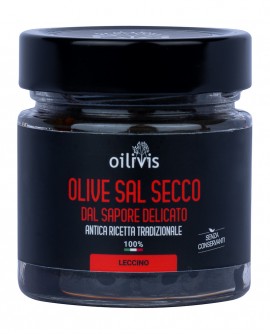 Olive Leccino sal secco dal sapore delicato - vaso 150g - Oilivis Frantoio Mitrione