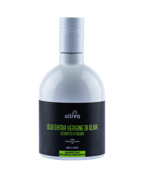 Olio extravergine di oliva monocultivar Ogliarola Garganica - bottiglia BIANCA 500ml - Oilivis Frantoio Mitrione