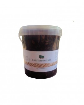 Olive ottobratiche nere schiacciate a mano in salamoia - Cestello da 5 Kg - Olearia San Giorgio
