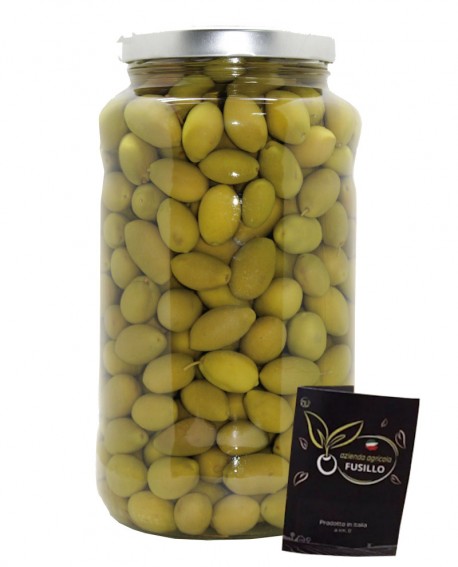 Olive Bella Cerignola in salamoia - pezzatura media G - vaso 3100ml - Agricola Fusillo
