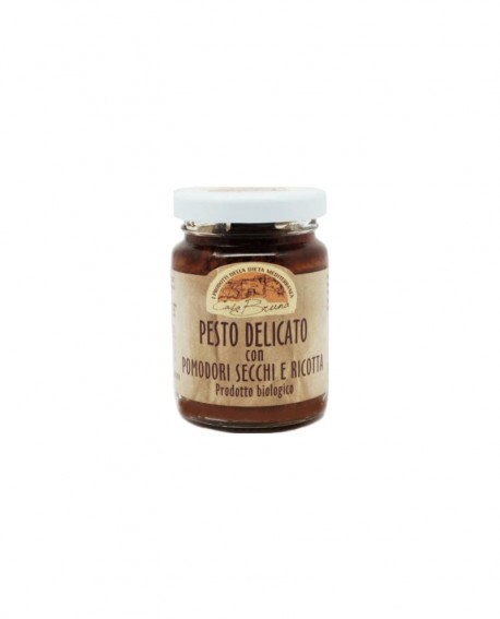 Pesto delicato con pomodori secchi e ricotta in olio extra vergine d'oliva BIOLOGICO - barattolo 80g - Casa Bruna